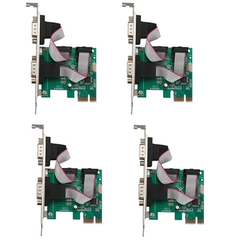 4X PCI-E PCI Express Dual Serial DB9 RS232 2 Prievadai Controller Adapter Kortelių Žalia