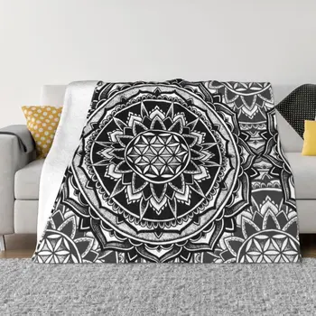 Sakralinės Geometrijos Mandala Antklodė Minkšta Vilnos Rudenį Flanelė Gėlių Gyvenimo Geometrinis Mesti Pledai Sofa-lova, Biuro, Miegamojo Antklodė
